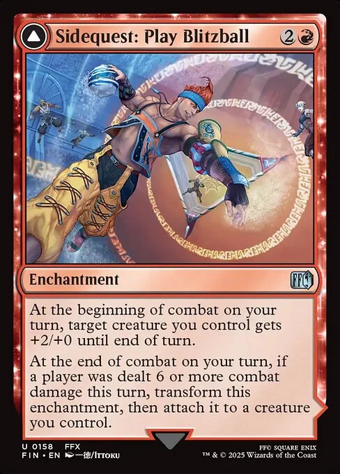 Sidequest: Play Blitzball // World Champion, Celestial Weapon, carta Magic di tipo Enchantment // Legendary Artifact — Equipment illustrata da Ittoku