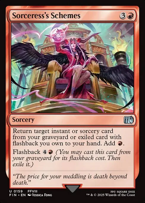 Sorceress's Schemes, carta Magic di tipo Sorcery illustrata da Jessica Fong