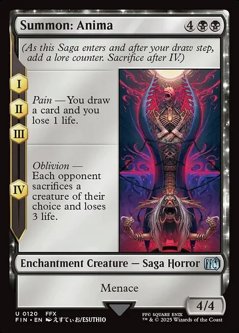 Summon: Anima, carta Magic di tipo Enchantment Creature — Saga Horror illustrata da Esuthio