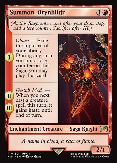 Summon: Brynhildr, carta Magic di tipo Enchantment Creature — Saga Knight illustrata da Kevin Glint