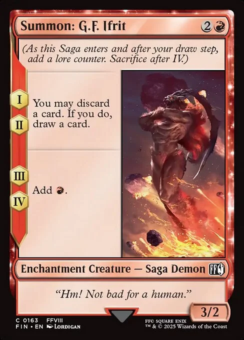 Summon: G.F. Ifrit, carta Magic di tipo Enchantment Creature — Saga Demon illustrata da Lordigan
