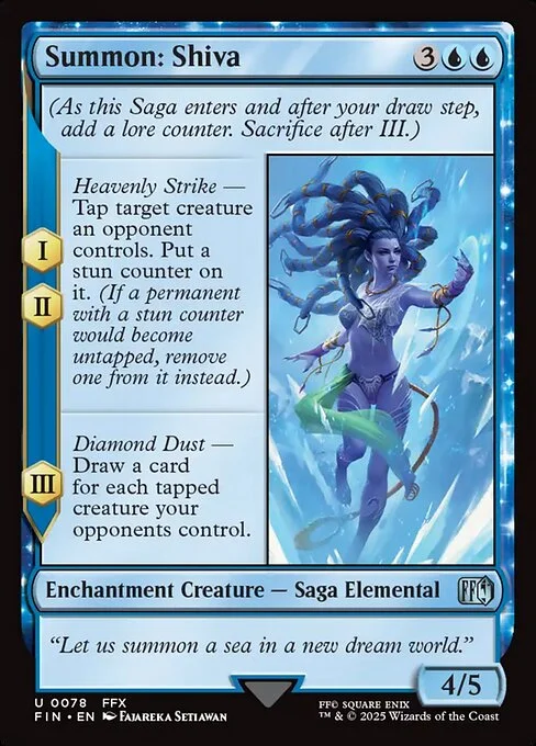 Summon: Shiva, carta Magic di tipo Enchantment Creature — Saga Elemental illustrata da Fajareka Setiawan