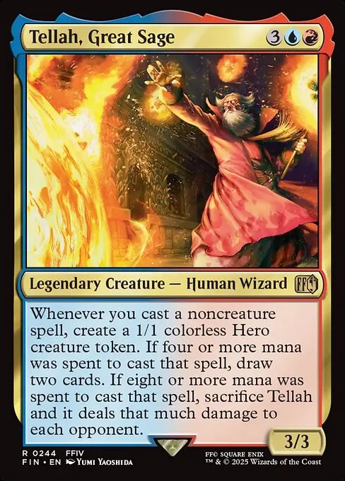 Tellah, Great Sage, carta Magic di tipo Legendary Creature — Human Wizard illustrata da Yumi Yaoshida