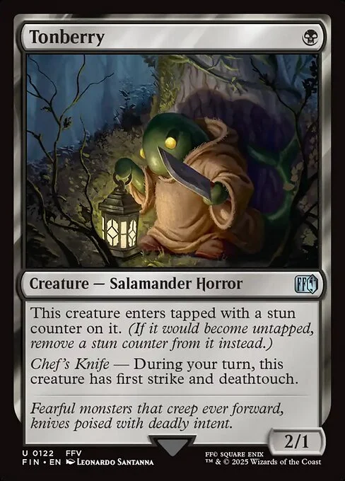 Tonberry, carta Magic di tipo Creature — Salamander Horror illustrata da Leonardo Santanna