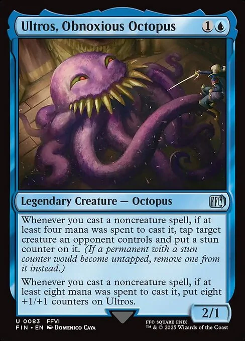 Ultros, Obnoxious Octopus, carta Magic di tipo Legendary Creature — Octopus illustrata da Domenico Cava