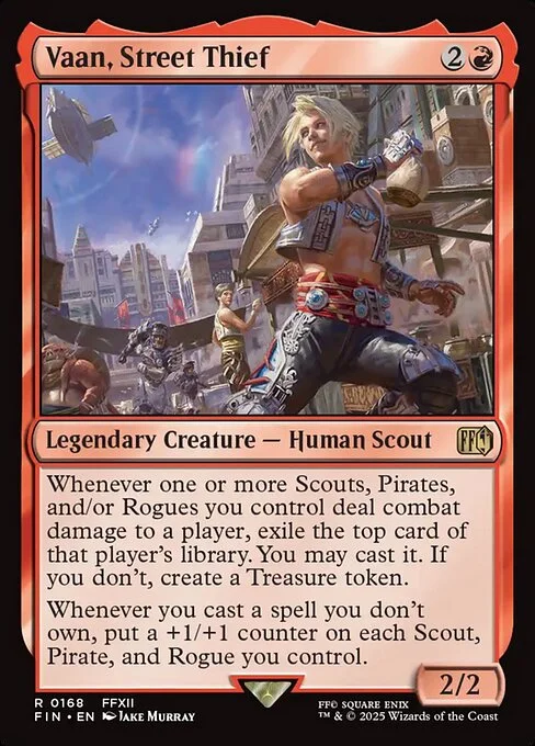 Vaan, Street Thief, carta Magic di tipo Legendary Creature — Human Scout illustrata da Jake Murray