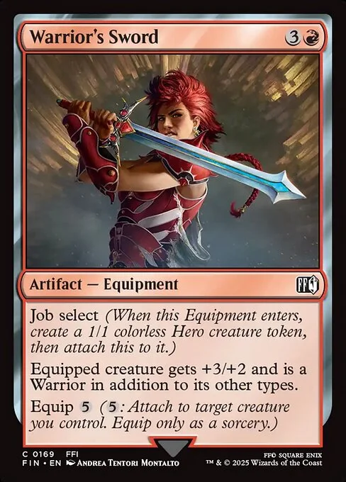 Warrior's Sword, carta Magic di tipo Artifact — Equipment illustrata da Andrea Tentori Montalto