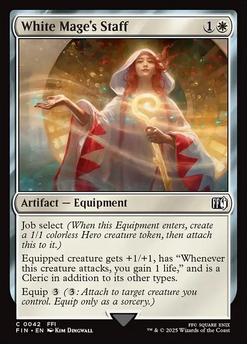 White Mage's Staff, carta Magic di tipo Artifact — Equipment illustrata da Kim Dingwall