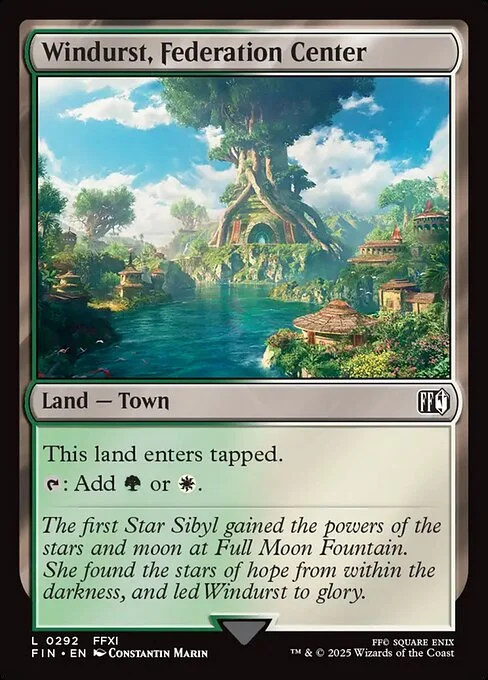 Windurst, Federation Center, carta Magic di tipo Land — Town illustrata da Constantin Marin