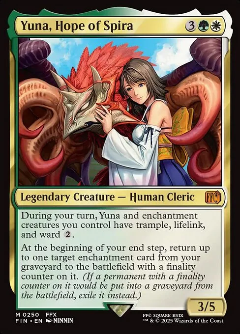 Yuna, Hope of Spira, carta Magic di tipo Legendary Creature — Human Cleric illustrata da NINNIN