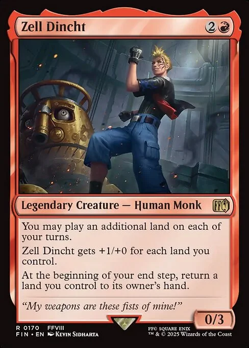 Zell Dincht, carta Magic di tipo Legendary Creature — Human Monk illustrata da Kevin Sidharta