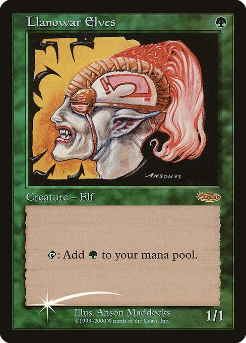 Llanowar Elves, carta Magic di tipo Creature — Elf Druid illustrata da Anson Maddocks