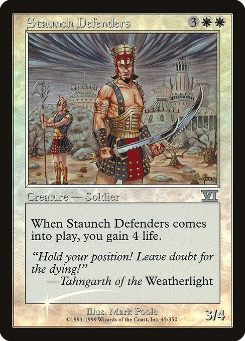Staunch Defenders, carta Magic di tipo Creature — Human Soldier illustrata da Mark Poole
