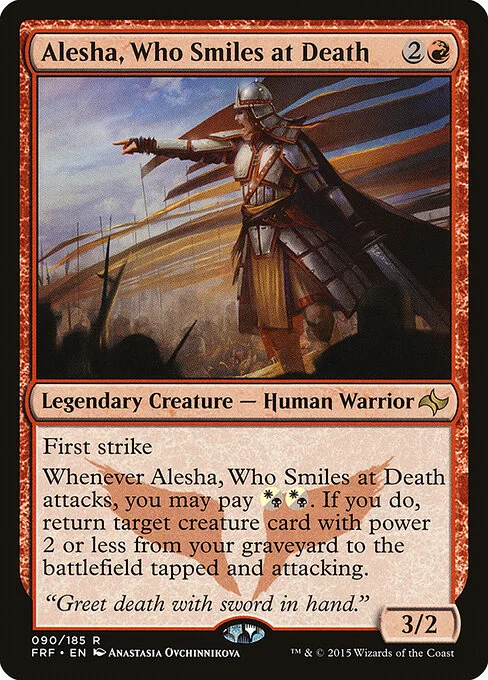 Alesha, Who Smiles at Death, carta Magic di tipo Legendary Creature — Human Warrior illustrata da Anastasia Ovchinnikova