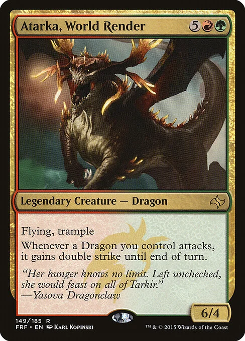 Atarka, World Render, carta Magic di tipo Legendary Creature — Dragon illustrata da Karl Kopinski
