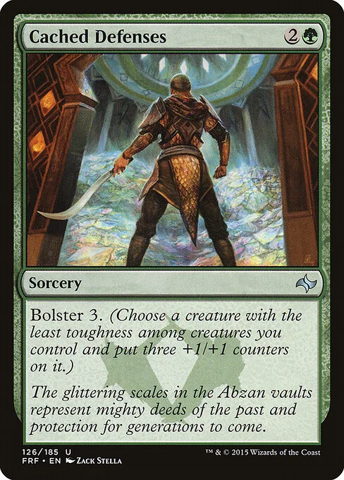 Cached Defenses, carta Magic di tipo Sorcery illustrata da Zack Stella