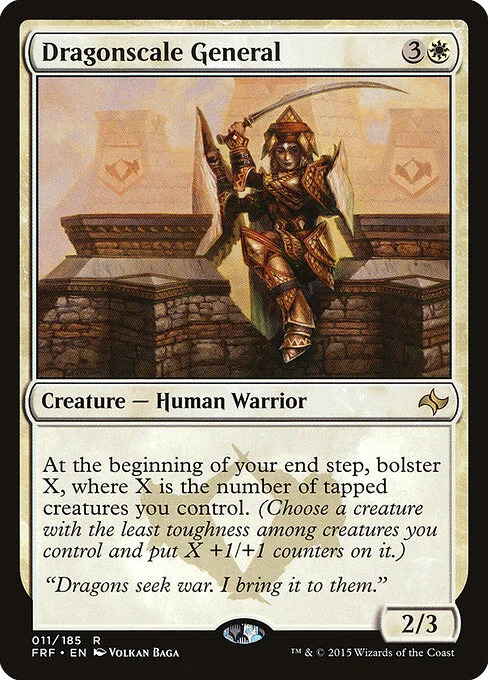 Dragonscale General, carta Magic di tipo Creature — Human Warrior illustrata da Volkan Baǵa