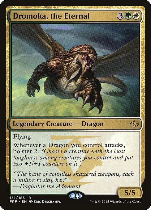 Dromoka, the Eternal, carta Magic di tipo Legendary Creature — Dragon illustrata da Eric Deschamps