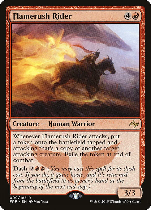 Flamerush Rider, carta Magic di tipo Creature — Human Warrior illustrata da Min Yum