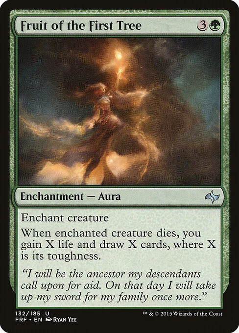 Fruit of the First Tree, carta Magic di tipo Enchantment — Aura illustrata da Ryan Yee