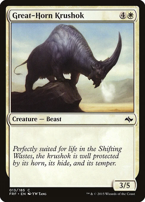 Great-Horn Krushok, carta Magic di tipo Creature — Beast illustrata da YW Tang