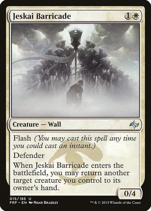 Jeskai Barricade, carta Magic di tipo Creature — Wall illustrata da Noah Bradley