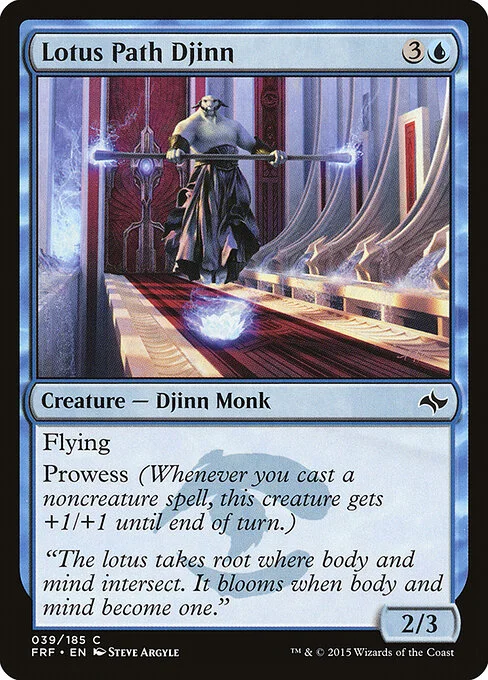 Lotus Path Djinn, carta Magic di tipo Creature — Djinn Monk illustrata da Steve Argyle