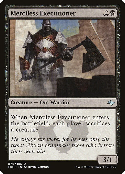 Merciless Executioner, carta Magic di tipo Creature — Orc Warrior illustrata da David Palumbo