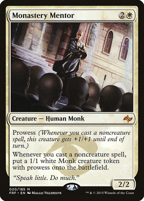 Monastery Mentor, carta Magic di tipo Creature — Human Monk illustrata da Magali Villeneuve