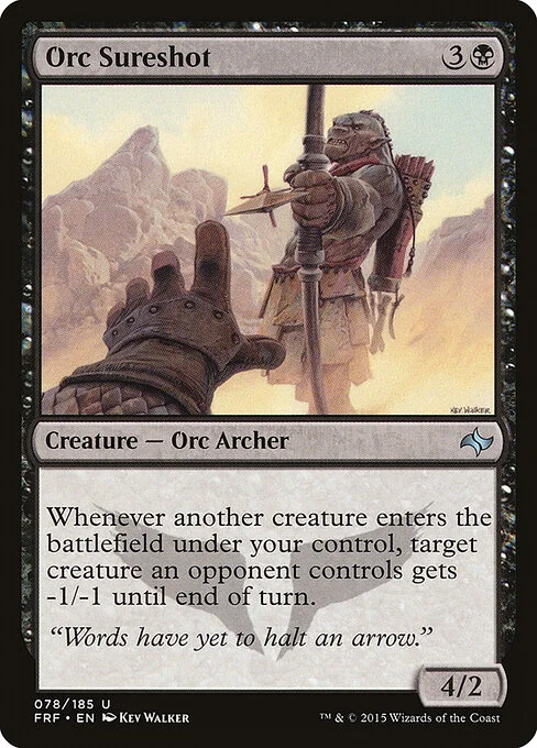Orc Sureshot, carta Magic di tipo Creature — Orc Archer illustrata da Kev Walker