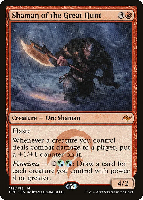 Shaman of the Great Hunt, carta Magic di tipo Creature — Orc Shaman illustrata da Ryan Alexander Lee