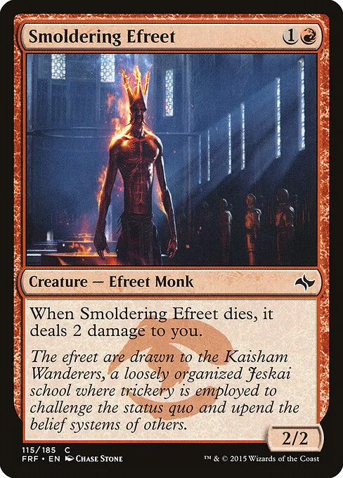 Smoldering Efreet, carta Magic di tipo Creature — Efreet Monk illustrata da Chase Stone