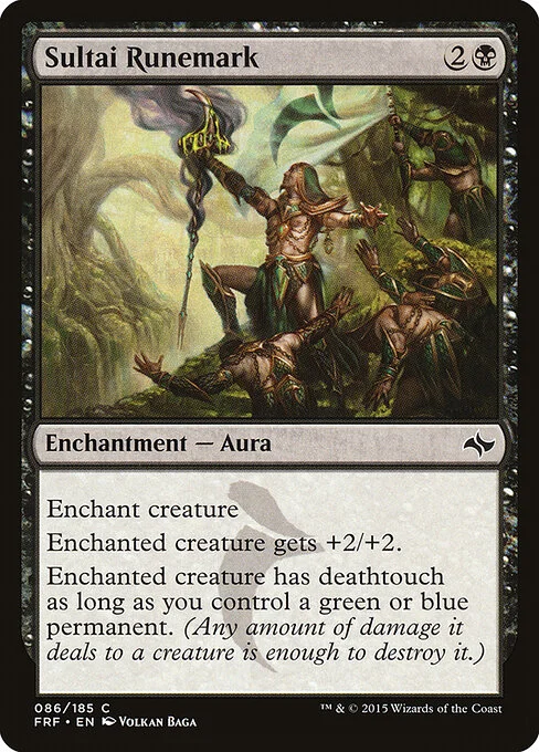 Sultai Runemark, carta Magic di tipo Enchantment — Aura illustrata da Volkan Baǵa