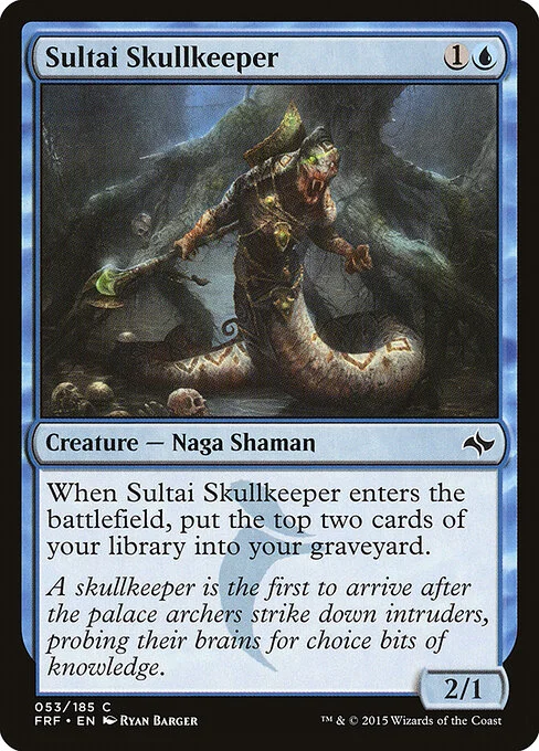 Sultai Skullkeeper, carta Magic di tipo Creature — Snake Shaman illustrata da Ryan Barger