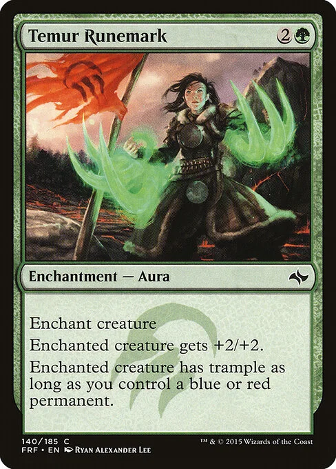 Temur Runemark, carta Magic di tipo Enchantment — Aura illustrata da Ryan Alexander Lee