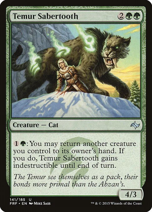Temur Sabertooth, carta Magic di tipo Creature — Cat illustrata da Mike Sass