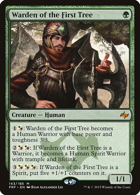 Warden of the First Tree, carta Magic di tipo Creature — Human illustrata da Ryan Alexander Lee