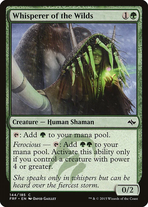 Whisperer of the Wilds, carta Magic di tipo Creature — Human Shaman illustrata da David Gaillet