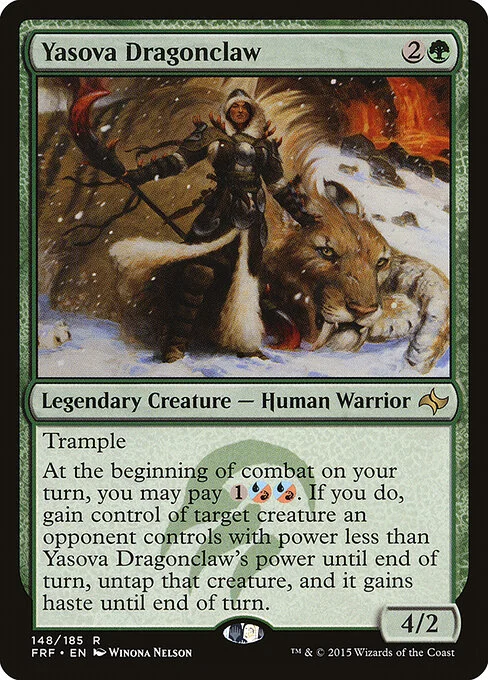 Yasova Dragonclaw, carta Magic di tipo Legendary Creature — Human Warrior illustrata da Winona Nelson