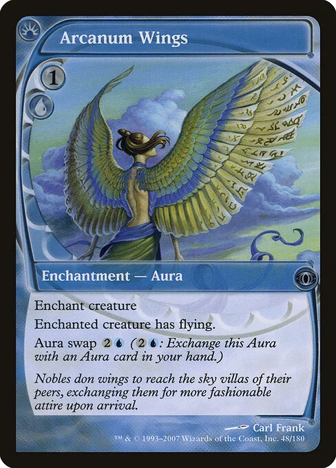 Arcanum Wings, carta Magic di tipo Enchantment — Aura illustrata da Carl Frank