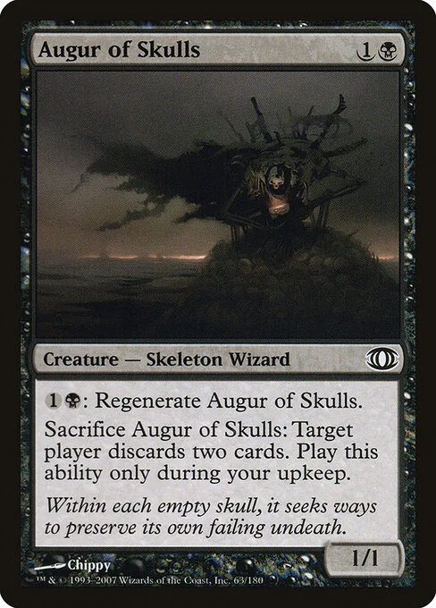 Augur of Skulls, carta Magic di tipo Creature — Skeleton Wizard illustrata da Chippy