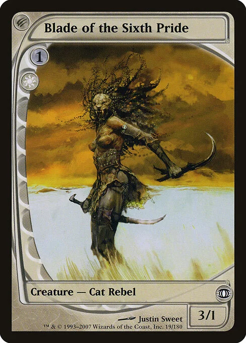 Blade of the Sixth Pride, carta Magic di tipo Creature — Cat Rebel illustrata da Justin Sweet