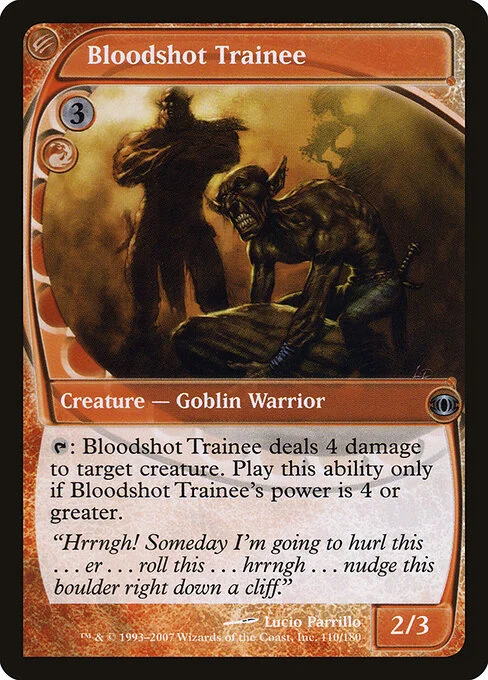Bloodshot Trainee, carta Magic di tipo Creature — Goblin Warrior illustrata da Lucio Parrillo