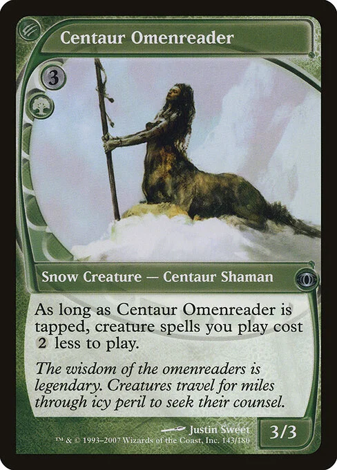 Centaur Omenreader, carta Magic di tipo Snow Creature — Centaur Shaman illustrata da Justin Sweet