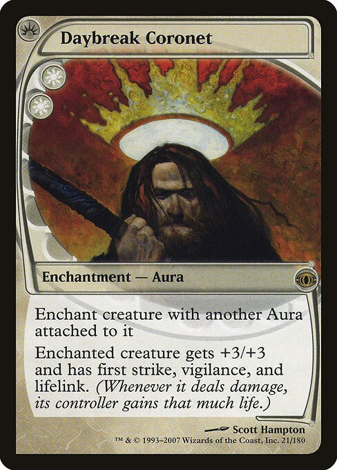 Daybreak Coronet, carta Magic di tipo Enchantment — Aura illustrata da Scott Hampton