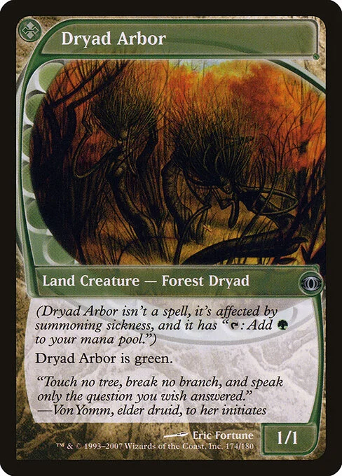 Dryad Arbor, carta Magic di tipo Land Creature — Forest Dryad illustrata da Eric Fortune