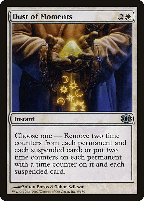 Dust of Moments, carta Magic di tipo Instant illustrata da Zoltan Boros & Gabor Szikszai