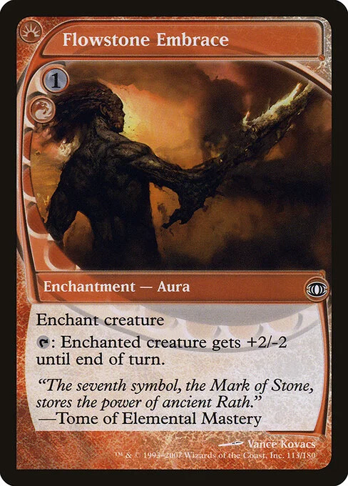 Flowstone Embrace, carta Magic di tipo Enchantment — Aura illustrata da Vance Kovacs