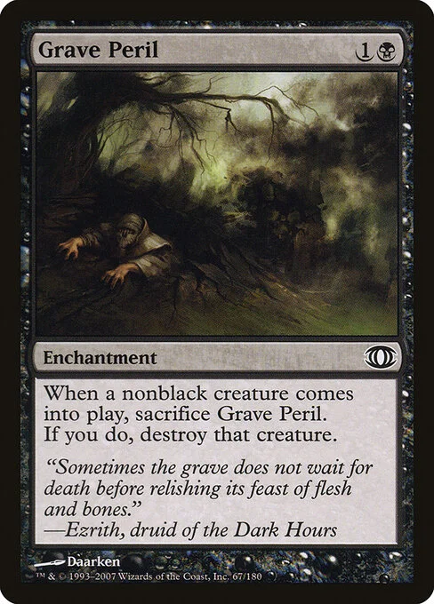 Grave Peril, carta Magic di tipo Enchantment illustrata da Daarken