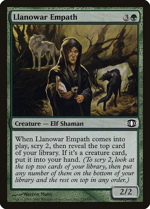Llanowar Empath, carta Magic di tipo Creature — Elf Shaman illustrata da Warren Mahy